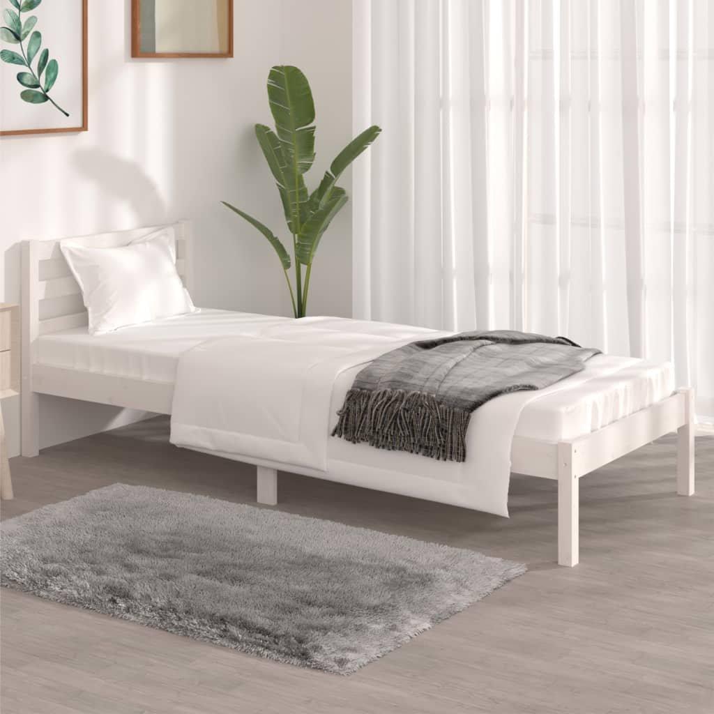 Bed Frame Solid Wood Pine 75x190 cm Small Single White