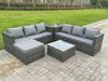 Fimous 7 Seater Dark Mixed Grey Rattan Corner Sofa Outdoor Garden Furniture With 2 Coffee Table Footstool thumbnail 1