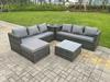 Fimous 7 Seater Dark Mixed Grey Rattan Corner Sofa Outdoor Garden Furniture With 2 Coffee Table Footstool thumbnail 3