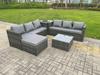 Fimous 7 Seater Dark Mixed Grey Rattan Corner Sofa Outdoor Garden Furniture With 2 Coffee Table Footstool thumbnail 4