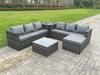 Fimous 7 Seater Dark Mixed Grey Rattan Corner Sofa Outdoor Garden Furniture With 2 Coffee Table Footstool thumbnail 5
