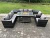 Fimous Rattan Gas Fire Pit Dining Table Sets Heater Lounge Chairs Side Tables 8 Seater thumbnail 1