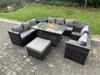 Fimous Outdoor Gas Fire Pit Dining Table Sets Heater Lounge Chairs Side Tables 9 Seater thumbnail 3