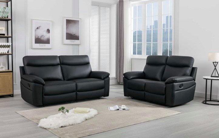 Austin Genuine Reclining Sofa Suite Manual Recliner Set Real Leather