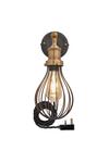 Industville Brooklyn Balloon Cage Wall Light, 6 Inch, Pewter, Brass Holder With Plug thumbnail 1