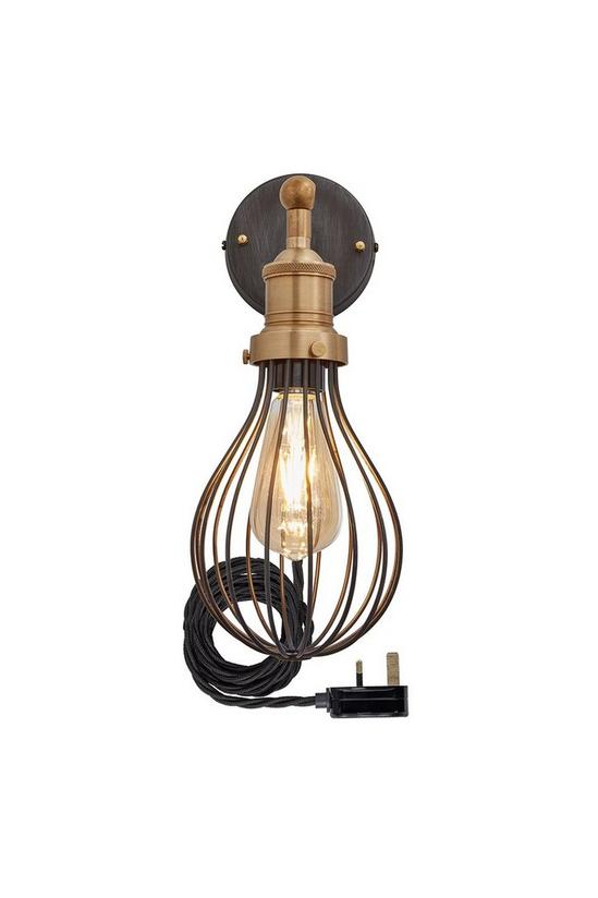 Industville Brooklyn Balloon Cage Wall Light, 6 Inch, Pewter, Brass Holder With Plug 1