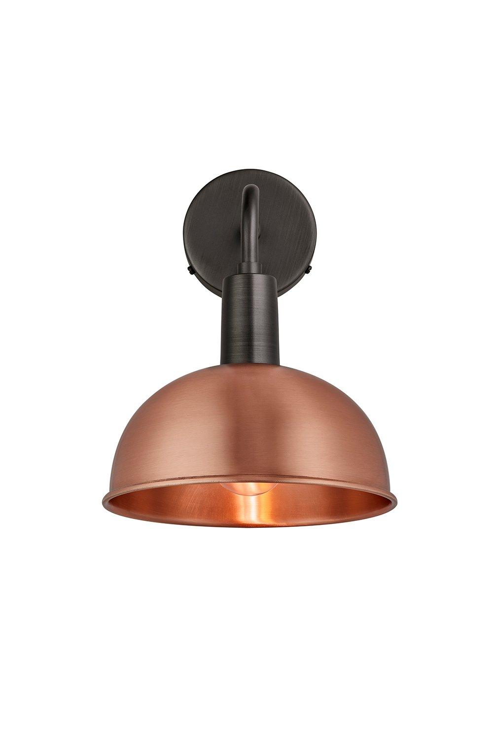 Sleek Dome Wall Light, 8 Inch, Copper, Pewter Holder
