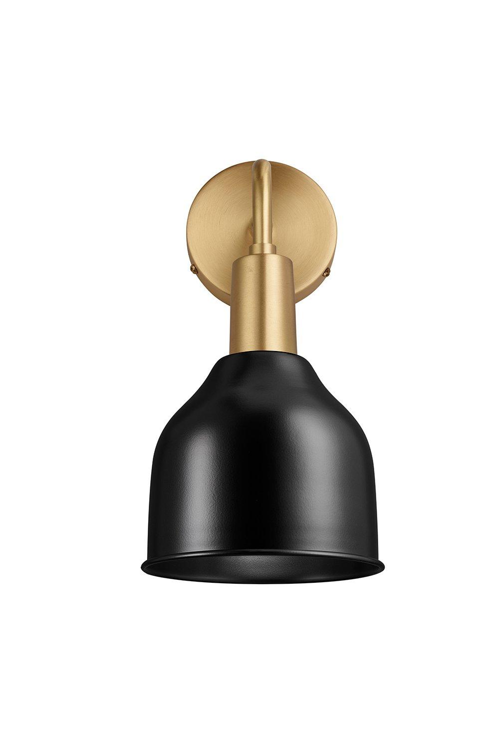 Sleek Cone Wall Light, 7 Inch, Black, Brass Holder