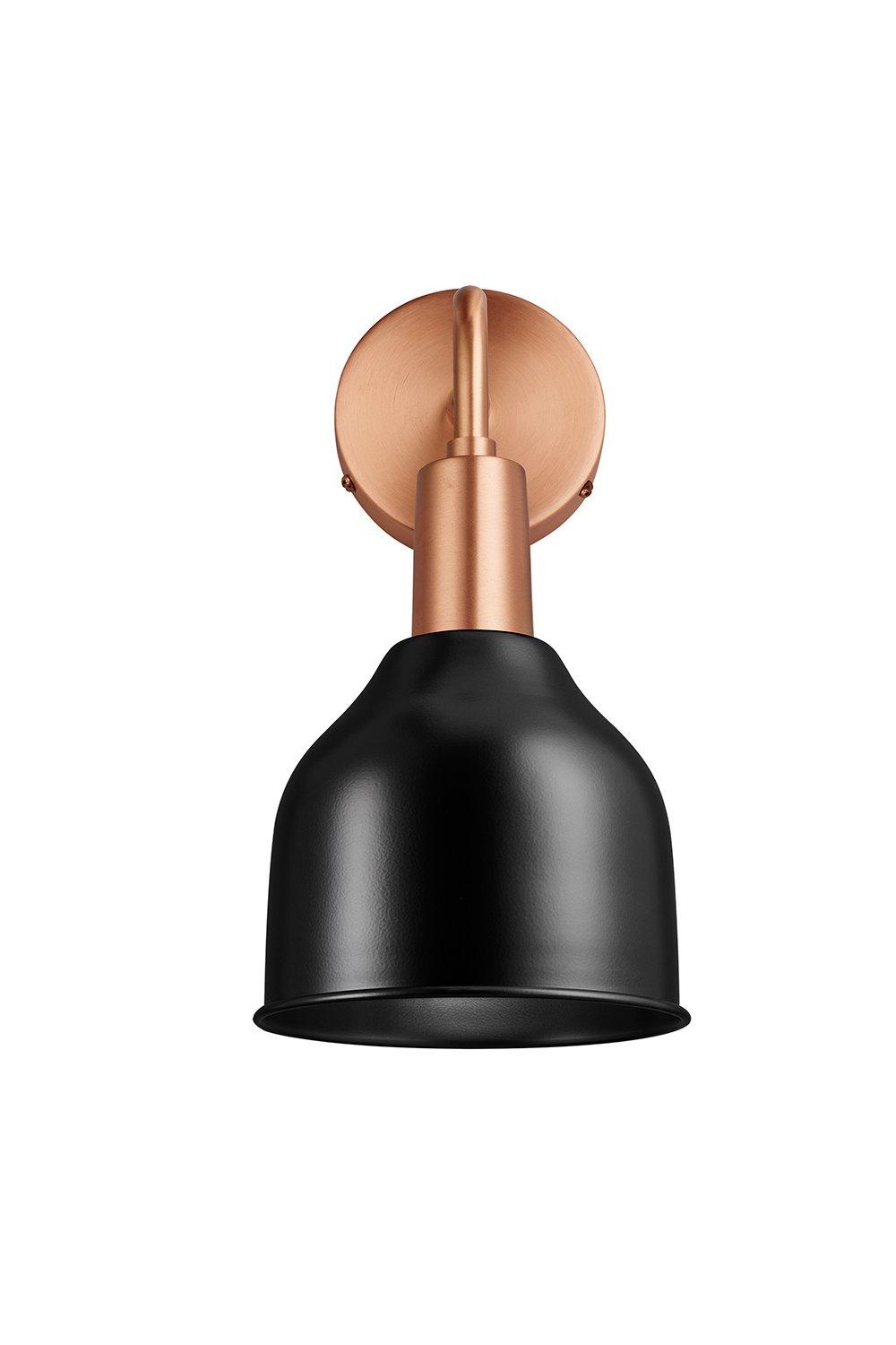 Sleek Cone Wall Light, 7 Inch, Black, Copper Holder