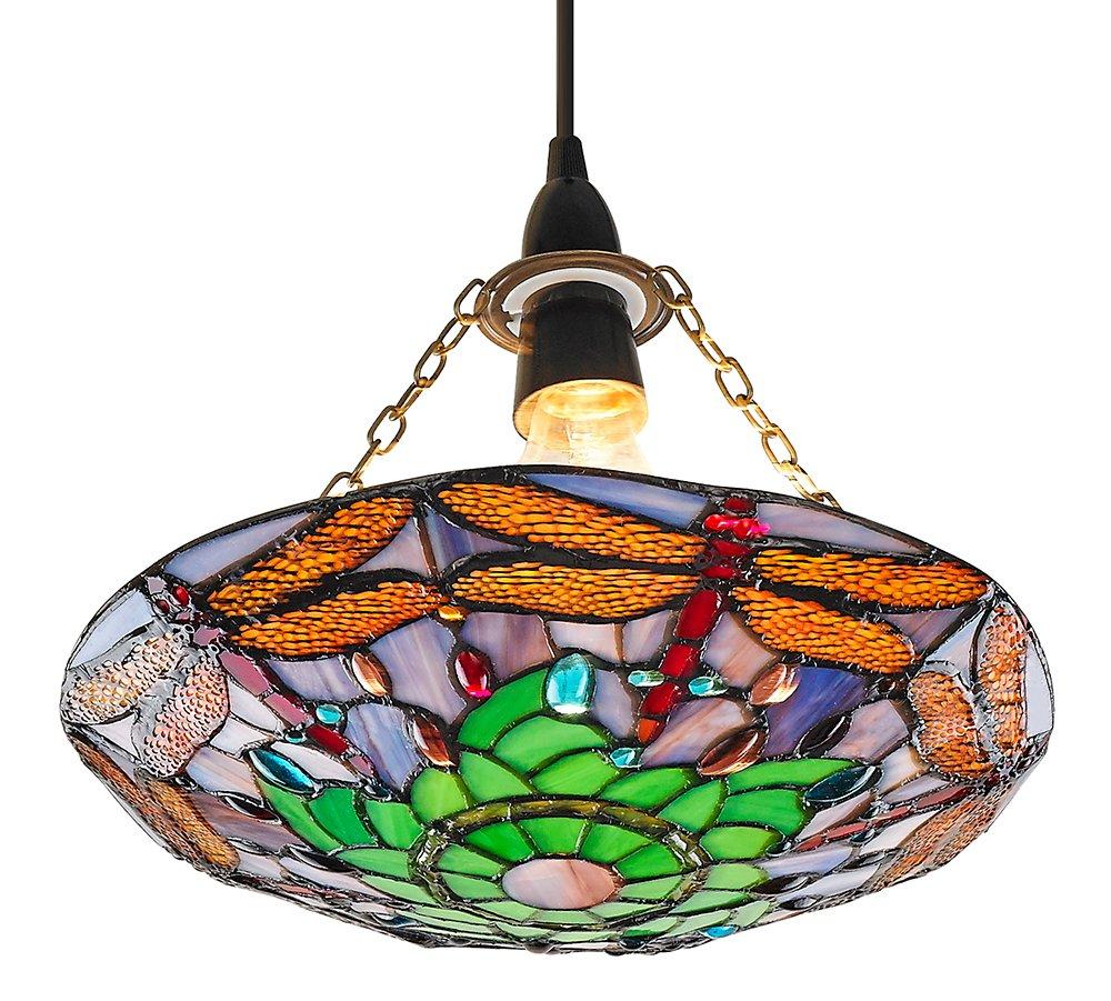 Traditional Multi-Coloured Dragonfly Tiffany Glass Pendant Shade