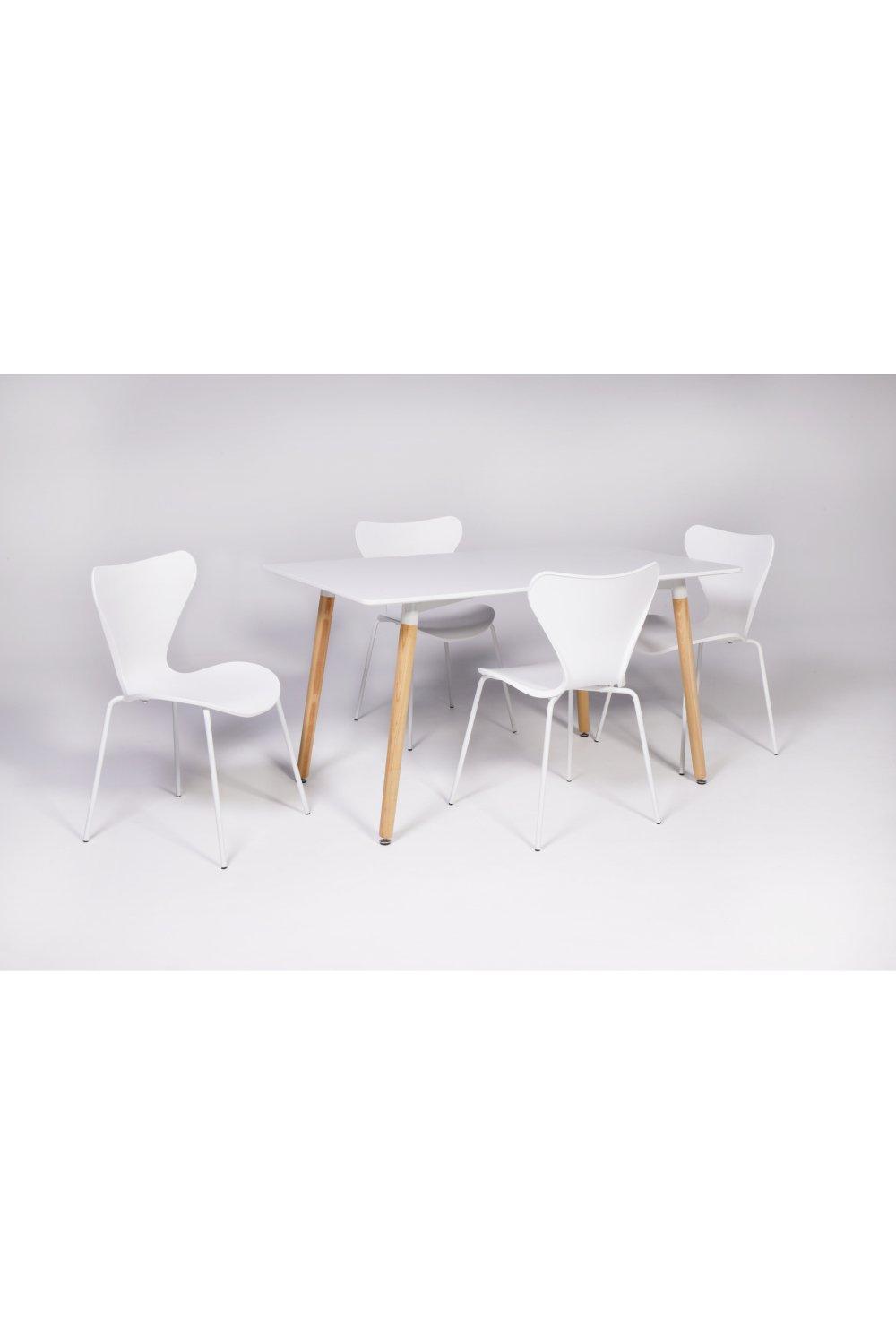 Bailey 140cm Dining Table Set with 4 Fleur Chairs in White