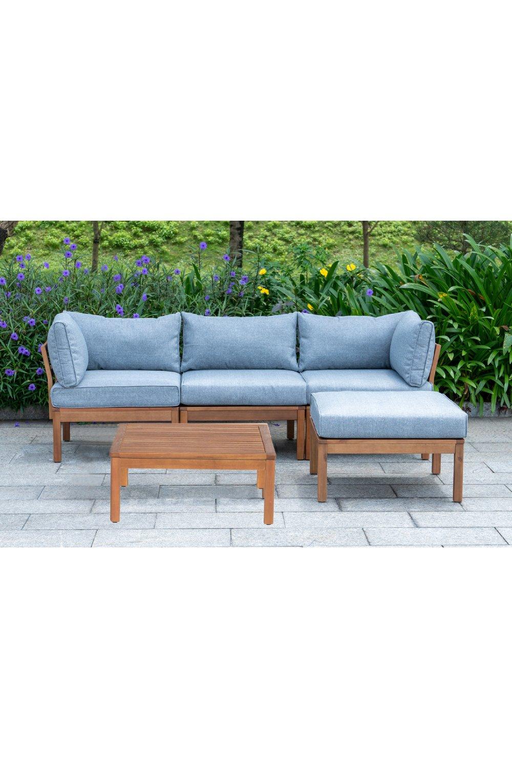 Cali - Wooden Chaise Garden Lounge Set - 3 Seats