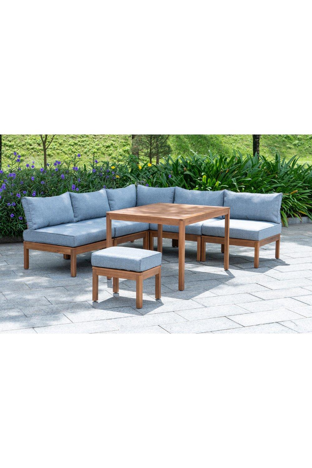 Cali - Wooden Garden Lounge Set with Stool - 6 Seats