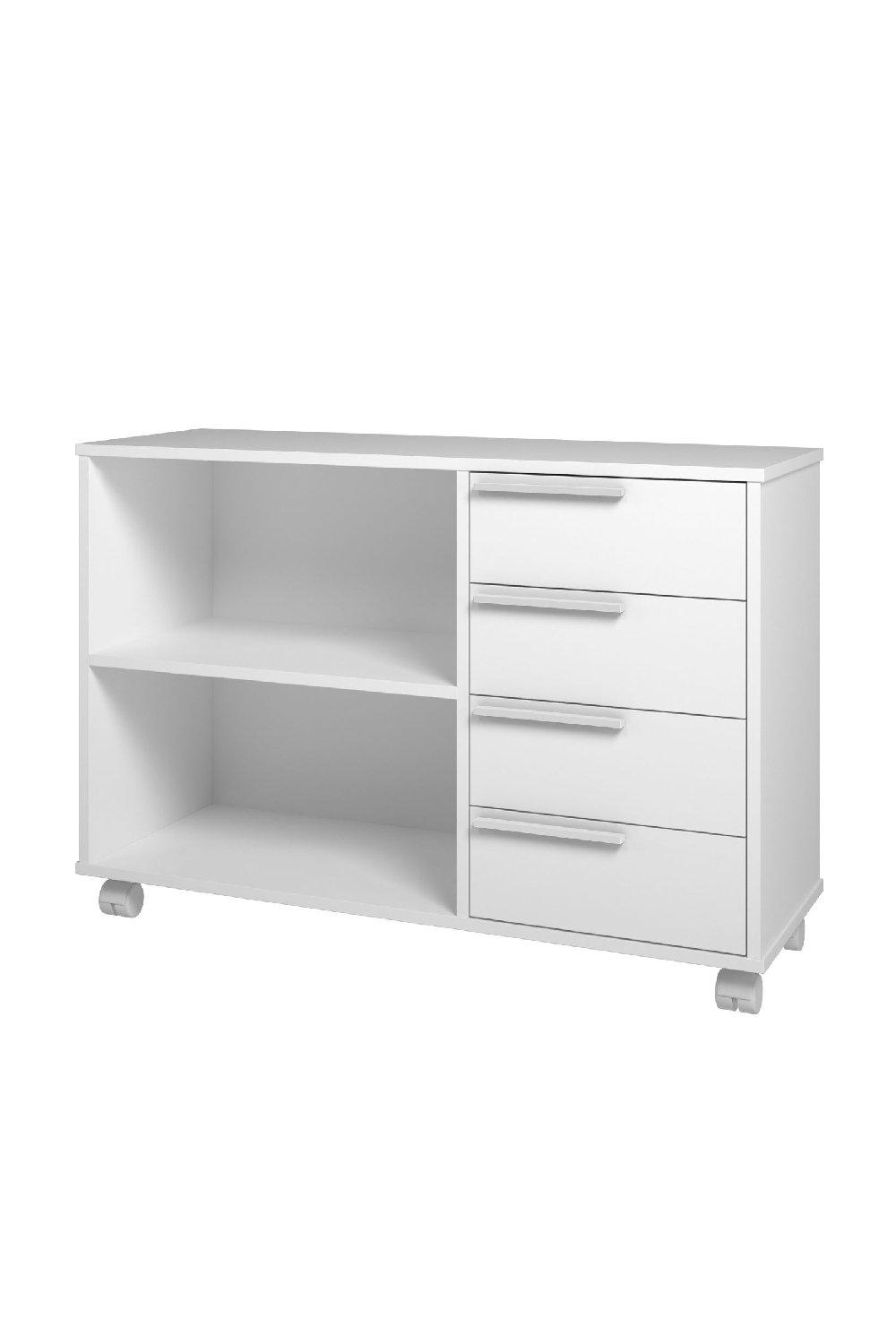 Oakley Cabinet 4 drawers with wheels- White
