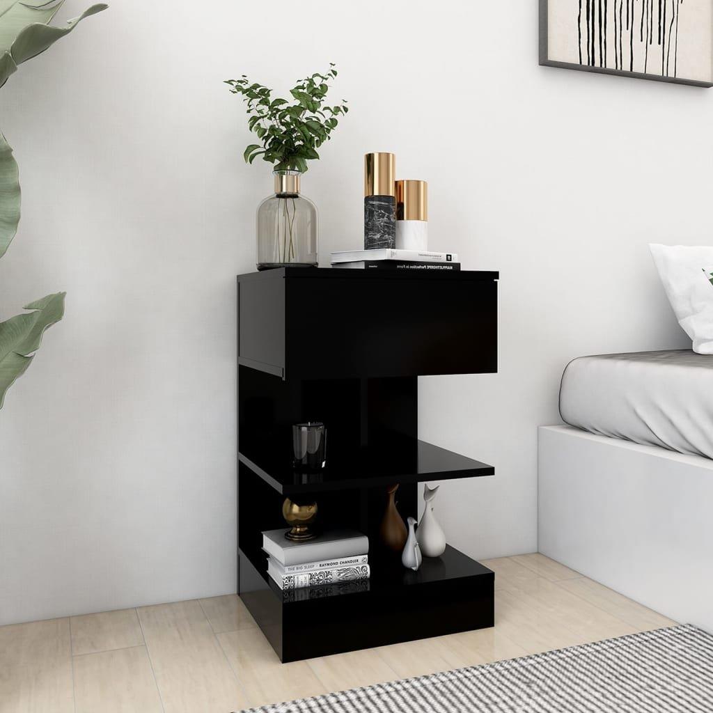 Bedside Cabinet Black 40x35x65 cm Engineered Wood