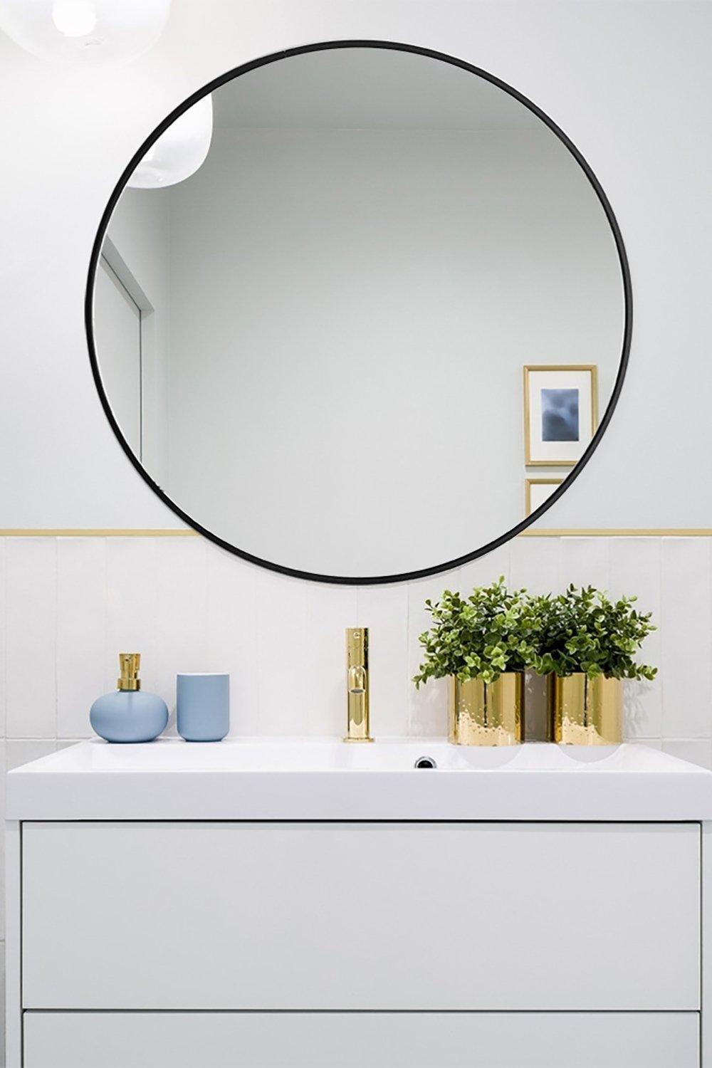 70cm Black Nordic Round Wall Mirror