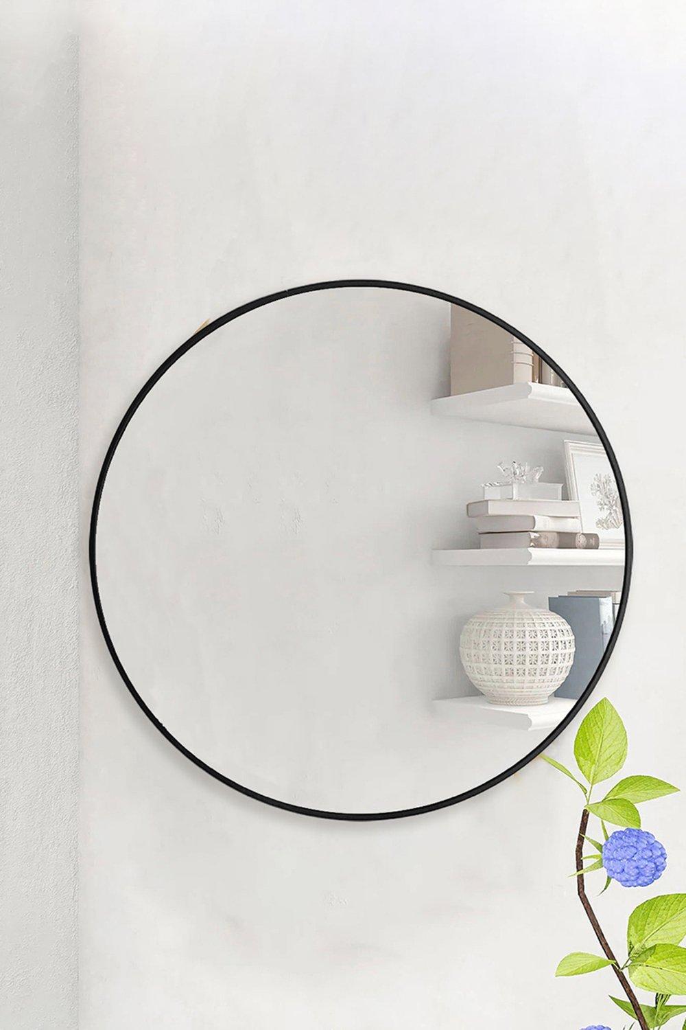 80cm Dia Nordic Round Wall Mirror with Black Frame