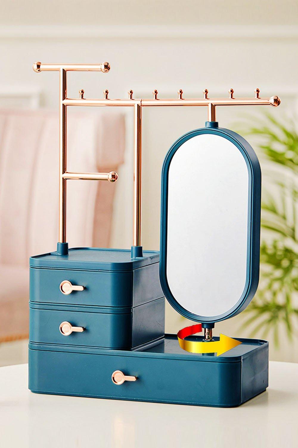 Jewelry Tree Stand Holder Rack Necklace Display Tower with Mirror  for Necklaces Bracelet Earring Ri