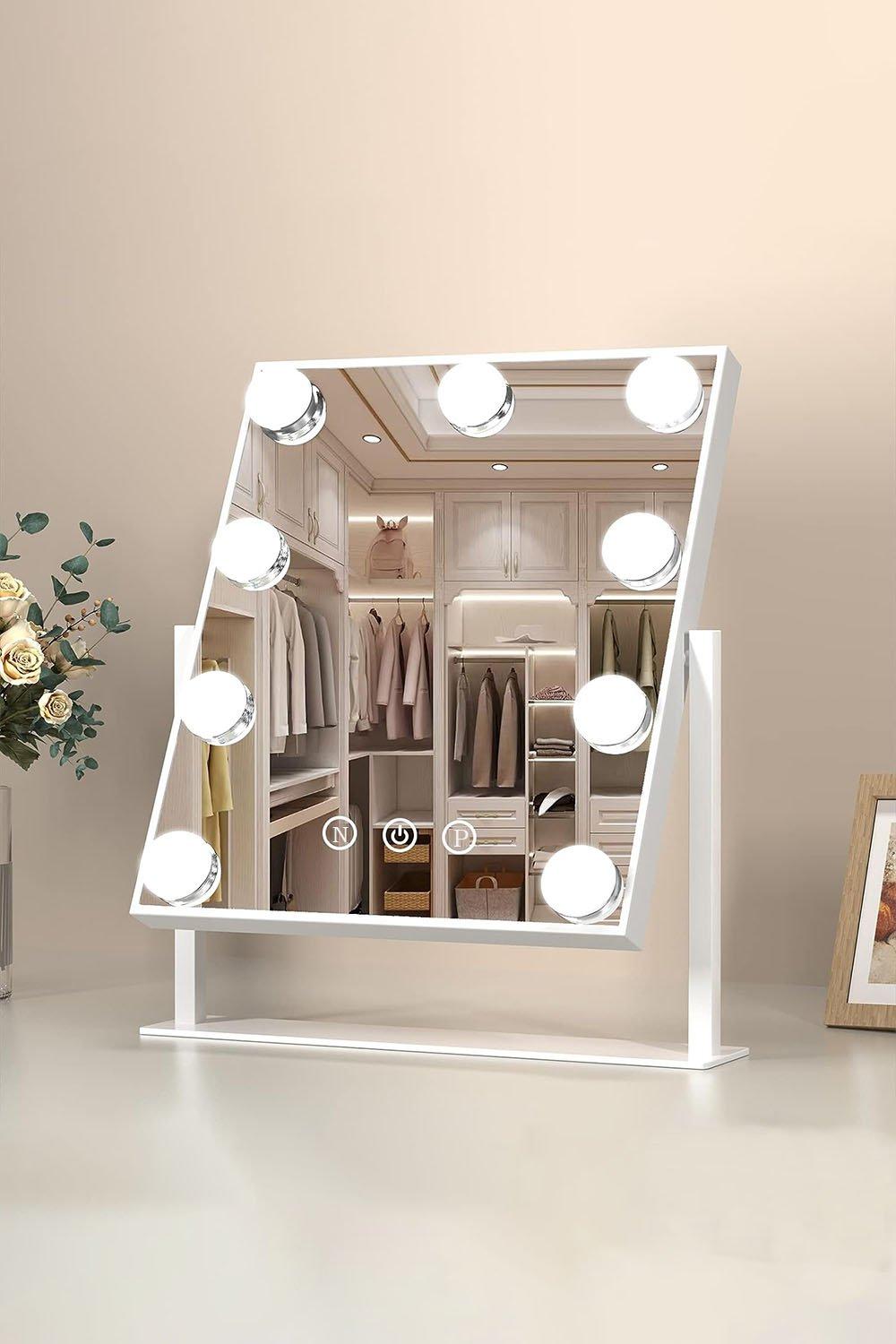 Touch Control Design Hollywood Vanity Mirror with 9 LED Bulbs,30.5*35.5cm