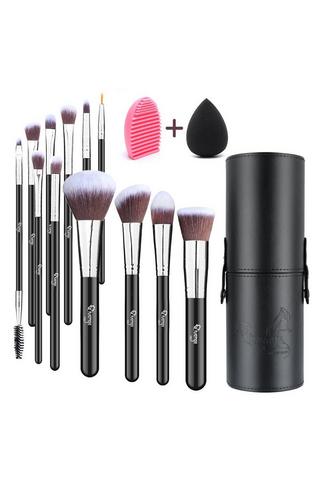 Product 12 Pcs Professional Makeup Brush Set with Makeup Sponge and Brush Egg Silver