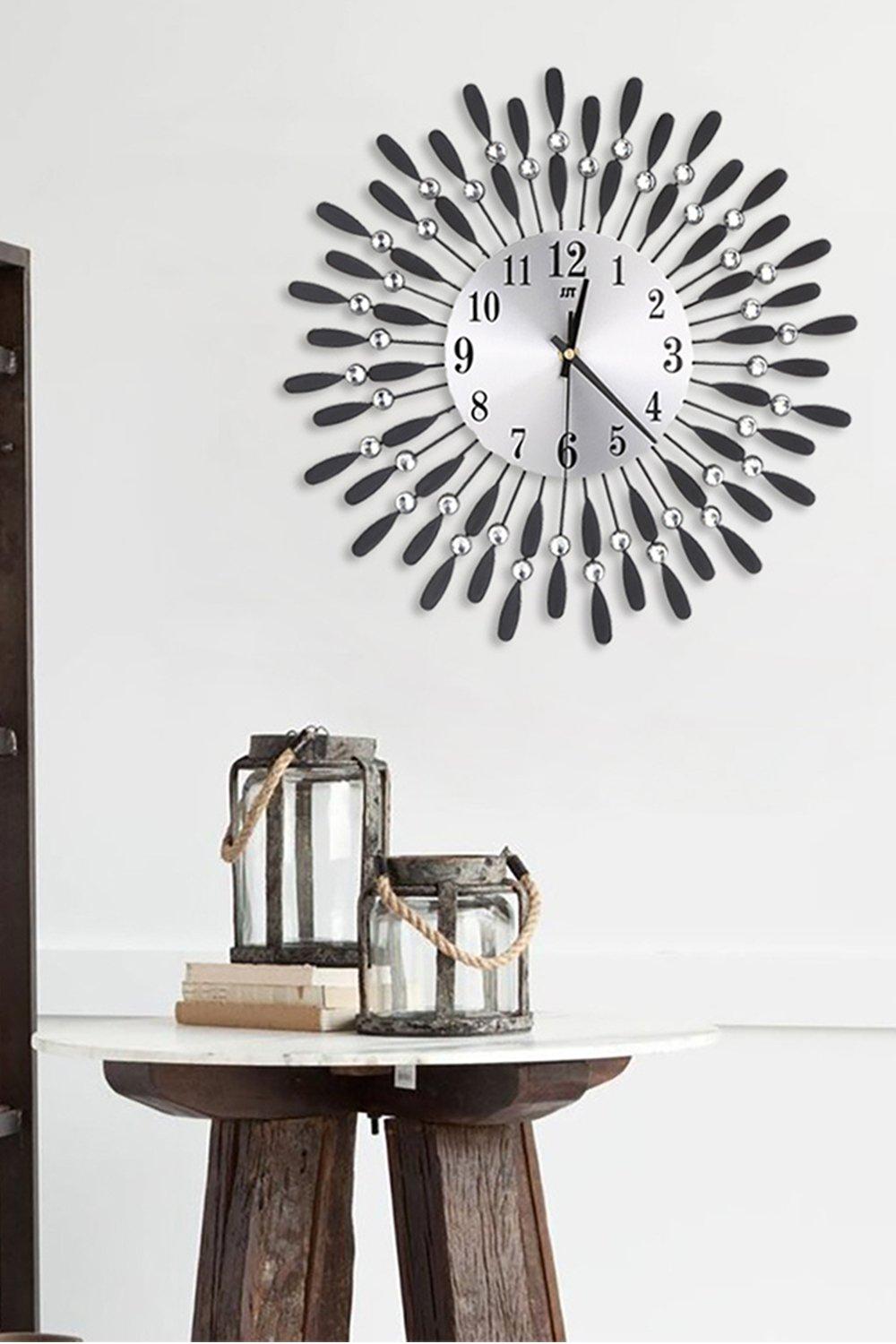 37.5cm Dia Drop-Shape Arabic Numeral  Metal Wall Clock with Crystal