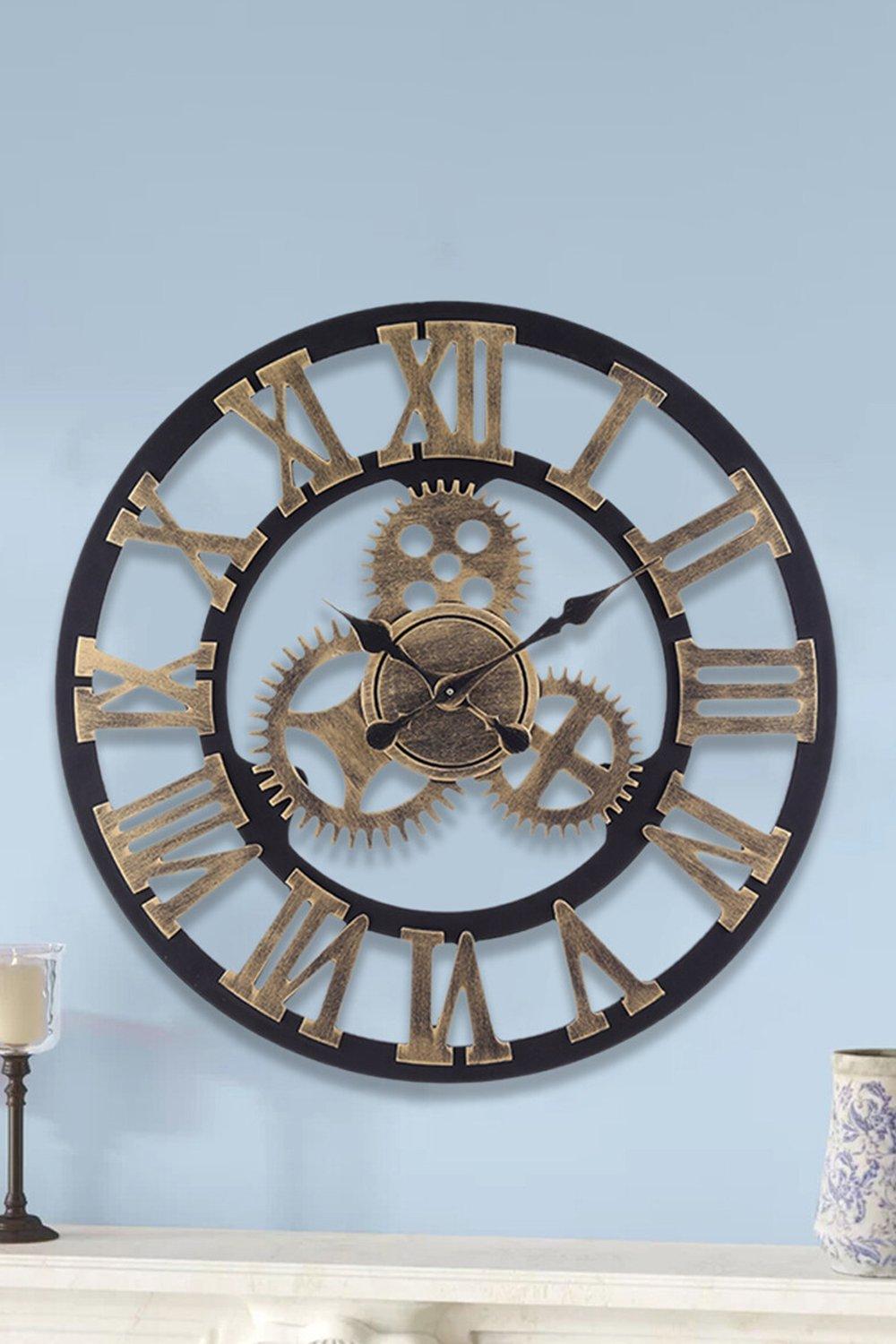 58cm Dia Industrial Gear Roman Numeral Wall Clock