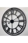 Living and Home 40cm Dia Black Round Roman Numeral Skeleton Wall Clock with Scale thumbnail 3