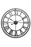 Living and Home 40cm Dia Black Round Roman Numeral Skeleton Wall Clock with Scale thumbnail 4