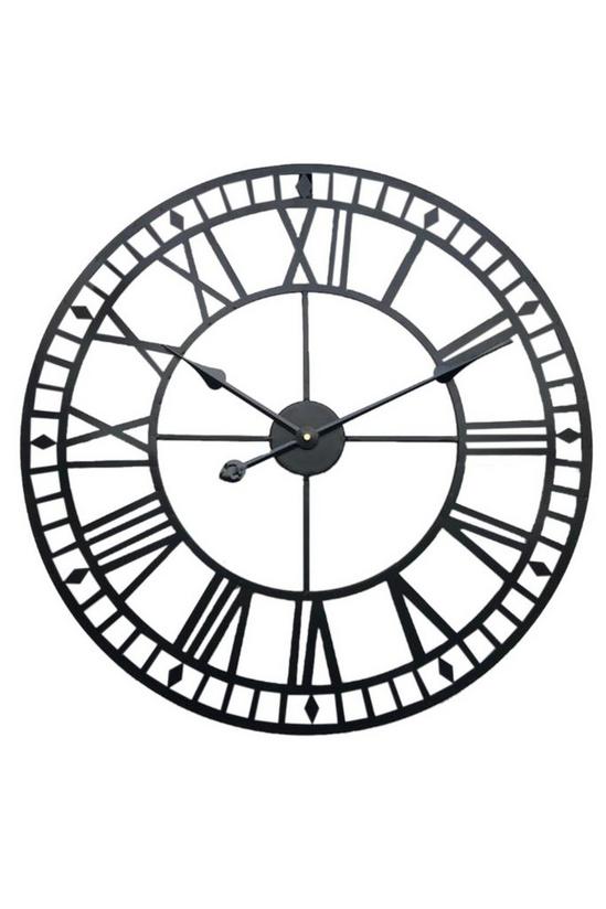 Living and Home 40cm Dia Black Round Roman Numeral Skeleton Wall Clock with Scale 4