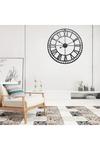 Living and Home 40cm Dia Black Round Roman Numeral Skeleton Wall Clock with Scale thumbnail 6