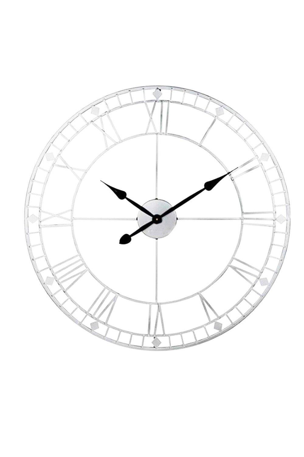 40cm Dia White Round Roman Numerals Wall Clock with Diamond Scales