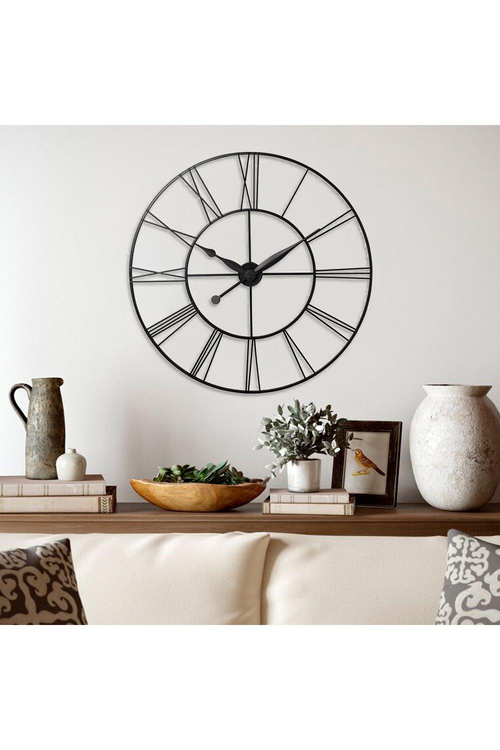 60cm Dia Vintage Cut-Out Roman Numeral  Metal Wall Clock