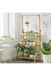 Living and Home 3-Tier Foldable Wooden Ladder Shelf with Hanging Rod thumbnail 3