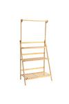 Living and Home 3-Tier Foldable Wooden Ladder Shelf with Hanging Rod thumbnail 5
