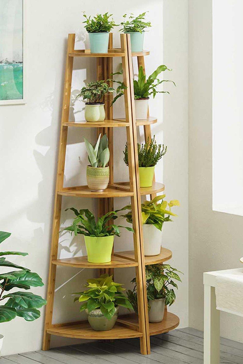 5-Tier Modern Corner Ladder Shelf for Plant Display