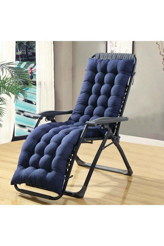 Living and Home 160cm W x 50cm D  Dark Blue Garden Lounger Seat Cushion 1