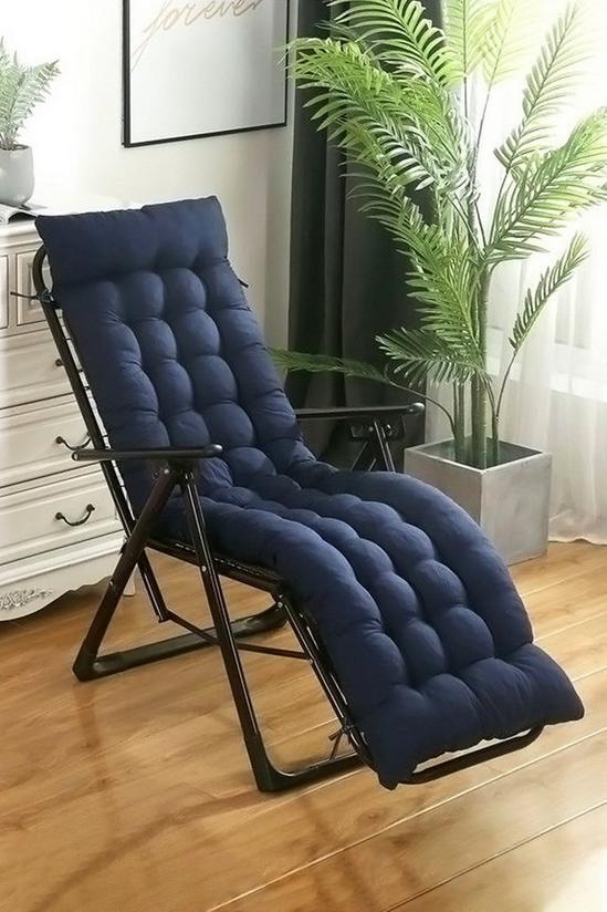 Living and Home 160cm W x 50cm D  Dark Blue Garden Lounger Seat Cushion 2