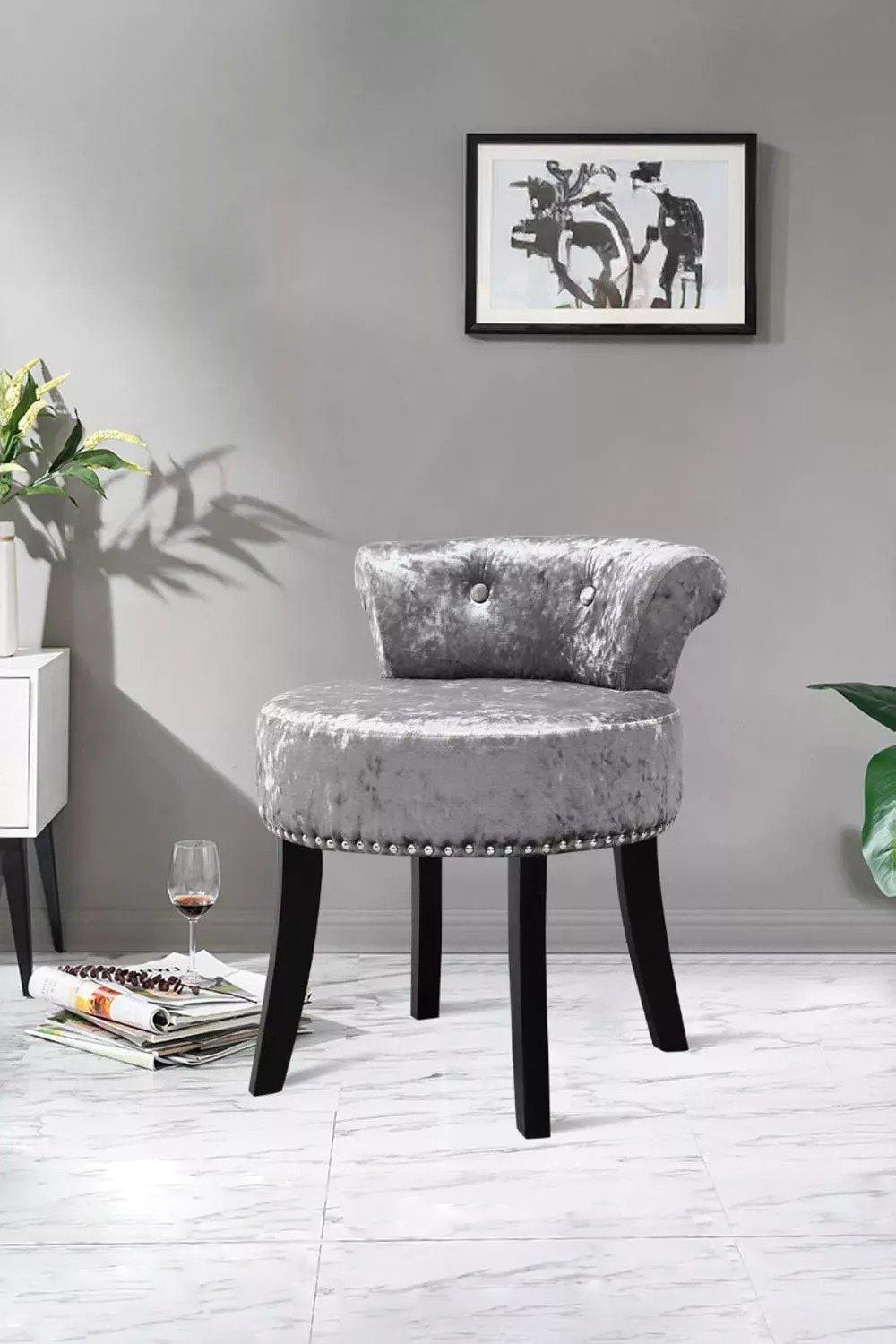 Ice Velvet Upholstery Make Up Chair Dressing Footstool