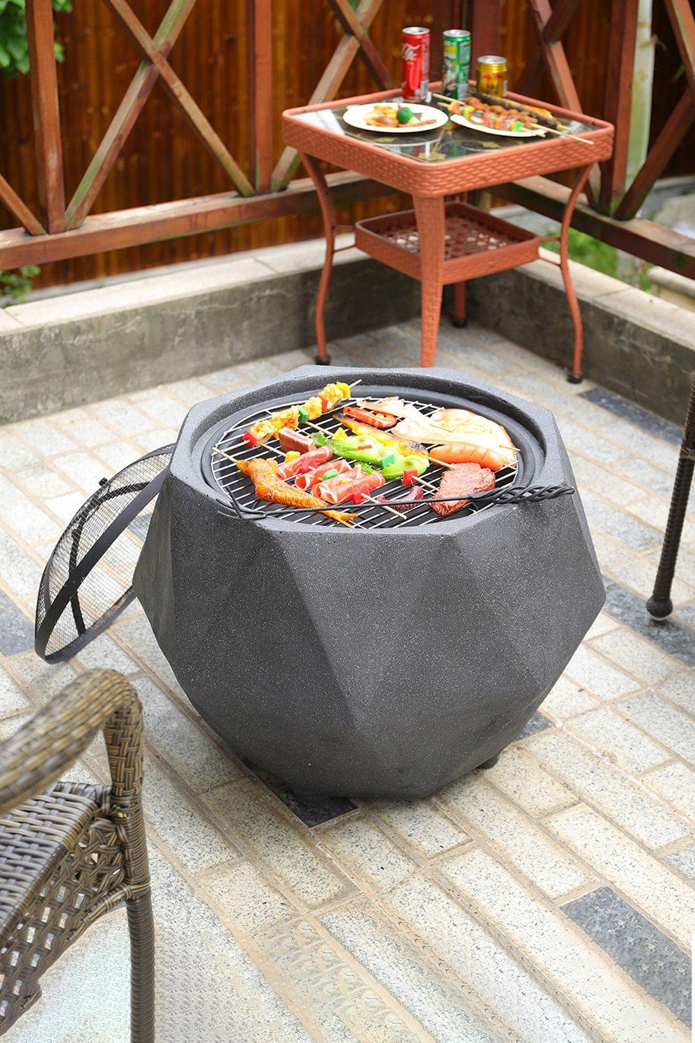 48.5x64.5Cm Modern Faceted Metal Fire Pit for Outdoor