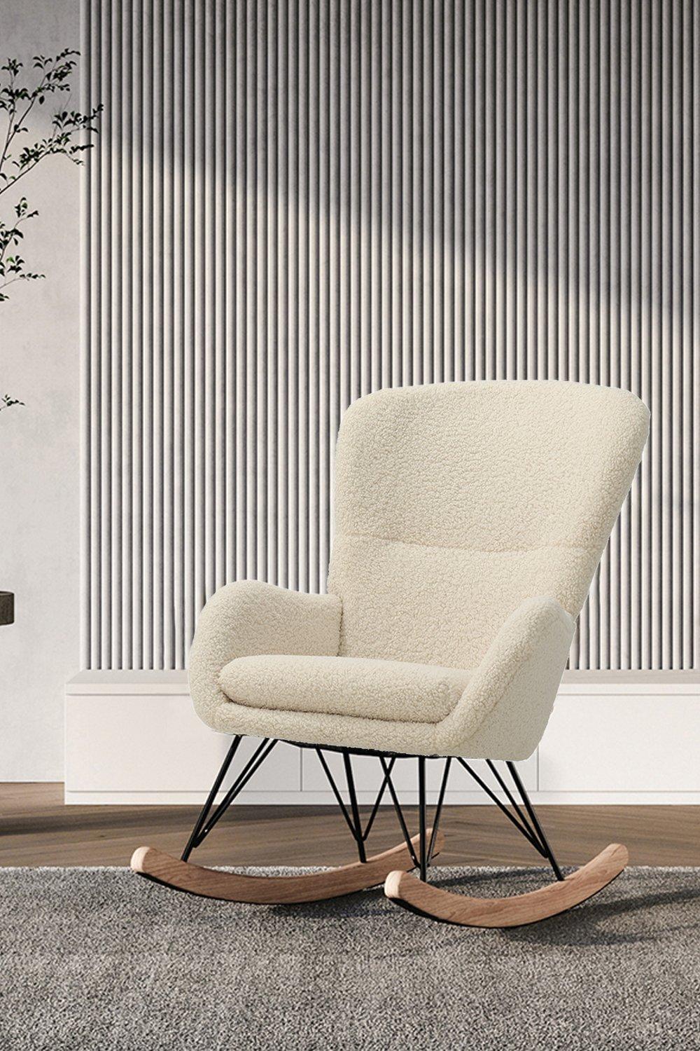 Modern Faux Wool Rocking Chair