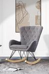 Living and Home Grey Modern Diamond Check Tufted Velvet Rocking Chair thumbnail 1