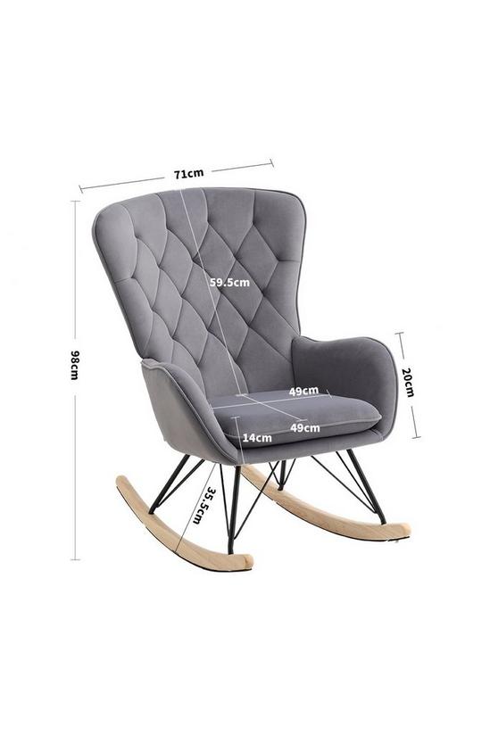 Living and Home Grey Modern Diamond Check Tufted Velvet Rocking Chair 3