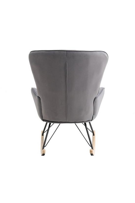 Living and Home Grey Modern Diamond Check Tufted Velvet Rocking Chair 5