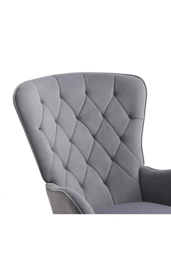 Living and Home Grey Modern Diamond Check Tufted Velvet Rocking Chair 6