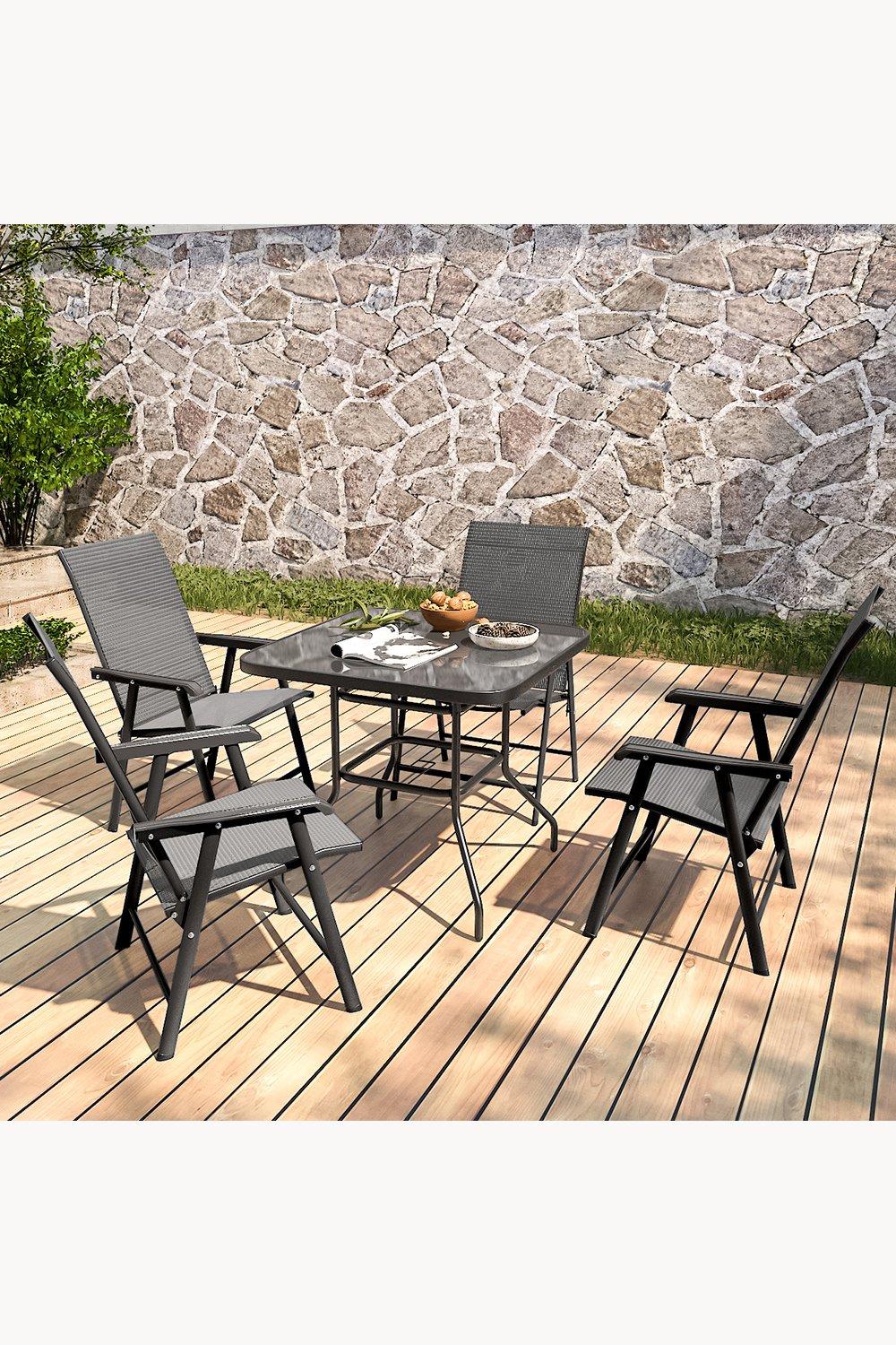 4-Seater Outdoor Garden Dining Table and Chairs Set