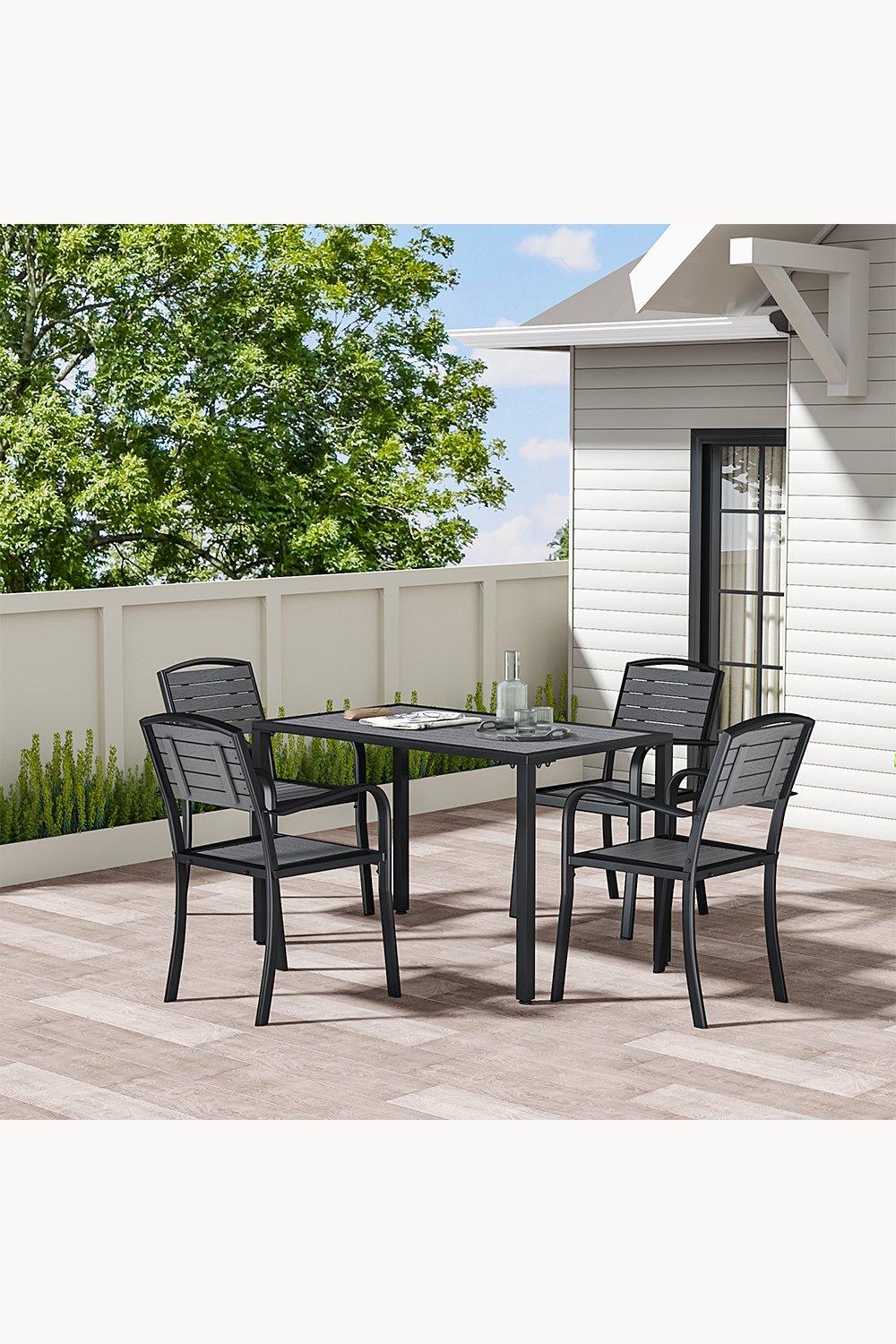 5Pcs Rectangular Outdoor Garden Dining Table Set