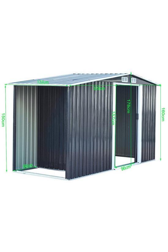 Living and Home Garden Metal Storage Shed with Log Storage 2