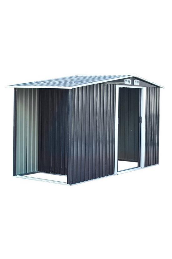 Living and Home Garden Metal Storage Shed with Log Storage 3