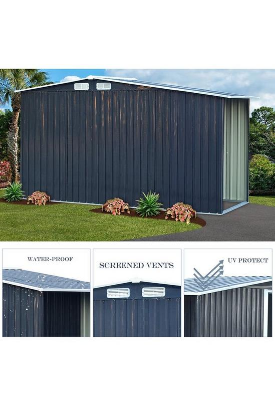 Living and Home Garden Metal Storage Shed with Log Storage 5