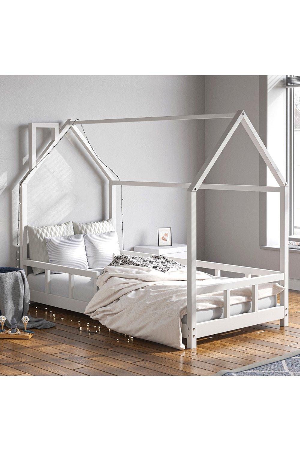 Wooden Kid's Bed with House Frame